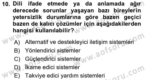 Bakım Elemanı Yetiştirme Ve Geliştirme 2 Dersi 2017 - 2018 Yılı (Final) Dönem Sonu Sınav Soruları 10. Soru
