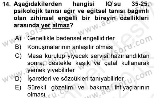 Bakım Elemanı Yetiştirme Ve Geliştirme 2 Dersi 2017 - 2018 Yılı (Final) Dönem Sonu Sınav Soruları 14. Soru