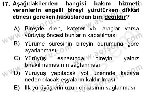 Bakım Elemanı Yetiştirme Ve Geliştirme 2 Dersi 2017 - 2018 Yılı (Final) Dönem Sonu Sınav Soruları 17. Soru