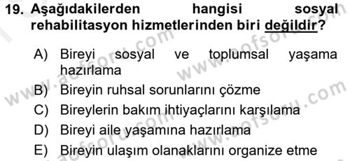 Bakım Elemanı Yetiştirme Ve Geliştirme 2 Dersi 2017 - 2018 Yılı (Final) Dönem Sonu Sınav Soruları 19. Soru