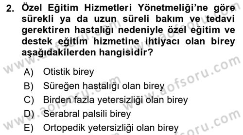 Bakım Elemanı Yetiştirme Ve Geliştirme 2 Dersi 2017 - 2018 Yılı (Final) Dönem Sonu Sınav Soruları 2. Soru
