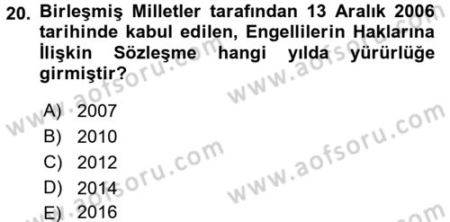 Bakım Elemanı Yetiştirme Ve Geliştirme 2 Dersi 2017 - 2018 Yılı (Final) Dönem Sonu Sınav Soruları 20. Soru