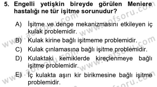 Bakım Elemanı Yetiştirme Ve Geliştirme 2 Dersi 2017 - 2018 Yılı (Final) Dönem Sonu Sınav Soruları 5. Soru