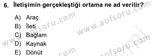 Bakım Elemanı Yetiştirme Ve Geliştirme 2 Dersi 2017 - 2018 Yılı (Final) Dönem Sonu Sınav Soruları 6. Soru