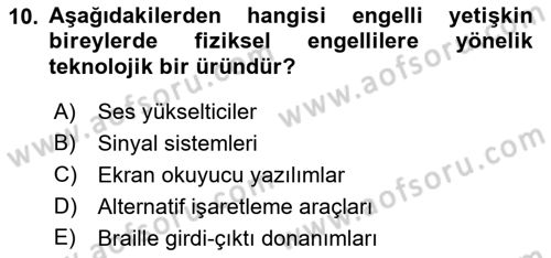 Bakım Elemanı Yetiştirme Ve Geliştirme 2 Dersi 2018 - 2019 Yılı 3 Ders Sınav Soruları 10. Soru