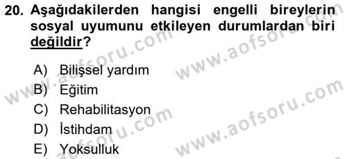 Bakım Elemanı Yetiştirme Ve Geliştirme 2 Dersi 2018 - 2019 Yılı 3 Ders Sınav Soruları 20. Soru