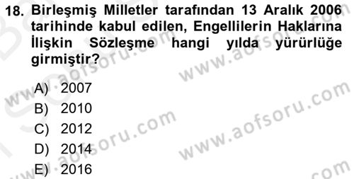 Bakım Elemanı Yetiştirme Ve Geliştirme 2 Dersi 2018 - 2019 Yılı (Final) Dönem Sonu Sınav Soruları 18. Soru