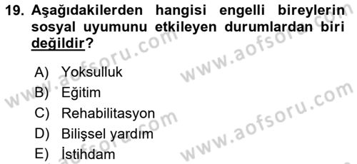 Bakım Elemanı Yetiştirme Ve Geliştirme 2 Dersi 2018 - 2019 Yılı (Final) Dönem Sonu Sınav Soruları 19. Soru