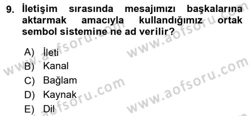 Bakım Elemanı Yetiştirme Ve Geliştirme 2 Dersi 2018 - 2019 Yılı (Final) Dönem Sonu Sınav Soruları 9. Soru