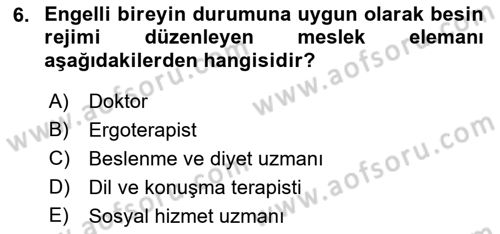 Bakım Elemanı Yetiştirme Ve Geliştirme 2 Dersi 2018 - 2019 Yılı Yaz Okulu Sınav Soruları 6. Soru