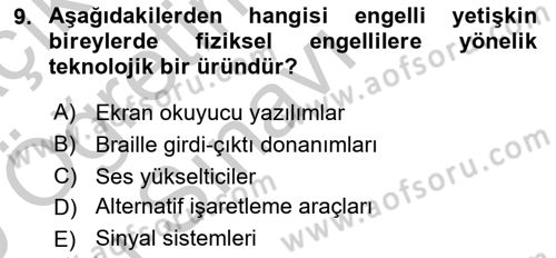 Bakım Elemanı Yetiştirme Ve Geliştirme 2 Dersi 2018 - 2019 Yılı Yaz Okulu Sınav Soruları 9. Soru