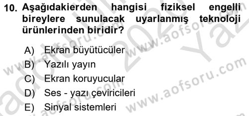 Bakım Elemanı Yetiştirme Ve Geliştirme 2 Dersi 2020 - 2021 Yılı Yaz Okulu Sınav Soruları 10. Soru