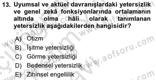 Bakım Elemanı Yetiştirme Ve Geliştirme 2 Dersi 2020 - 2021 Yılı Yaz Okulu Sınav Soruları 13. Soru