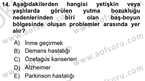Bakım Elemanı Yetiştirme Ve Geliştirme 2 Dersi 2020 - 2021 Yılı Yaz Okulu Sınav Soruları 14. Soru