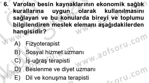 Bakım Elemanı Yetiştirme Ve Geliştirme 2 Dersi 2020 - 2021 Yılı Yaz Okulu Sınav Soruları 6. Soru