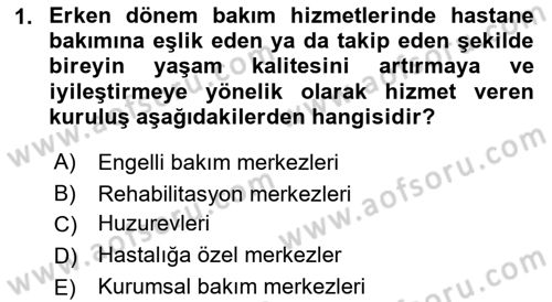 Bakım Elemanı Yetiştirme Ve Geliştirme 2 Dersi 2021 - 2022 Yılı (Vize) Ara Sınav Soruları 1. Soru