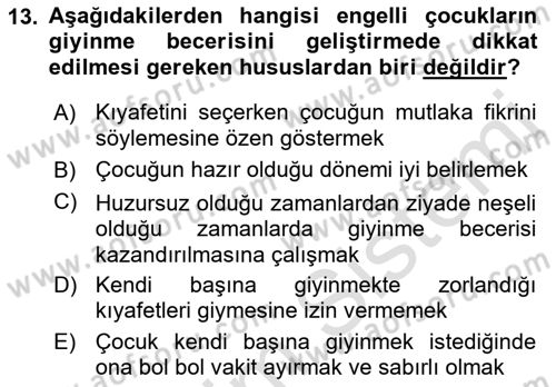Bakım Elemanı Yetiştirme Ve Geliştirme 2 Dersi 2021 - 2022 Yılı (Vize) Ara Sınav Soruları 13. Soru