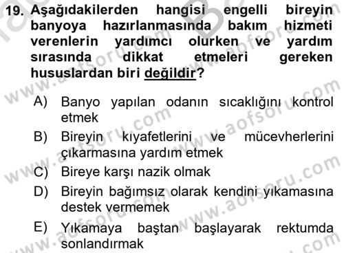 Bakım Elemanı Yetiştirme Ve Geliştirme 2 Dersi 2021 - 2022 Yılı (Vize) Ara Sınav Soruları 19. Soru