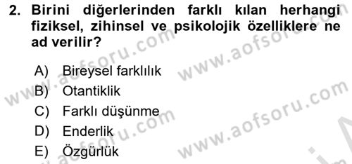 Bakım Elemanı Yetiştirme Ve Geliştirme 2 Dersi 2021 - 2022 Yılı (Vize) Ara Sınav Soruları 2. Soru