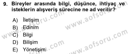 Bakım Elemanı Yetiştirme Ve Geliştirme 2 Dersi 2021 - 2022 Yılı (Vize) Ara Sınav Soruları 9. Soru