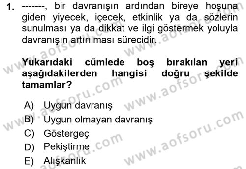 Bakım Elemanı Yetiştirme Ve Geliştirme 2 Dersi 2021 - 2022 Yılı (Final) Dönem Sonu Sınav Soruları 1. Soru
