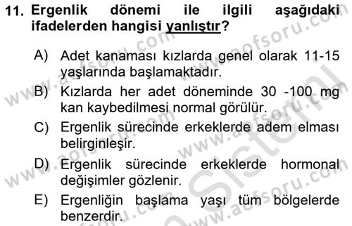 Bakım Elemanı Yetiştirme Ve Geliştirme 2 Dersi 2021 - 2022 Yılı (Final) Dönem Sonu Sınav Soruları 11. Soru