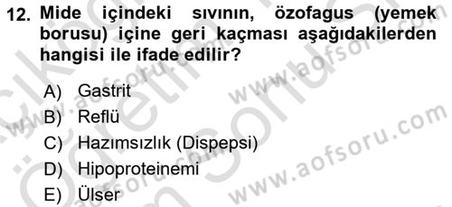 Bakım Elemanı Yetiştirme Ve Geliştirme 2 Dersi 2021 - 2022 Yılı (Final) Dönem Sonu Sınav Soruları 12. Soru