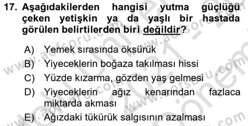 Bakım Elemanı Yetiştirme Ve Geliştirme 2 Dersi 2021 - 2022 Yılı (Final) Dönem Sonu Sınav Soruları 17. Soru