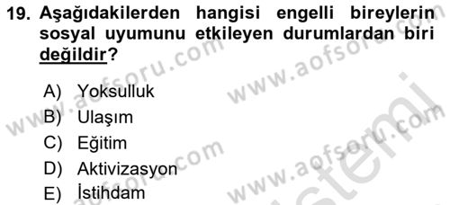 Bakım Elemanı Yetiştirme Ve Geliştirme 2 Dersi 2021 - 2022 Yılı (Final) Dönem Sonu Sınav Soruları 19. Soru