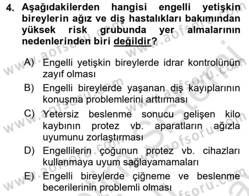 Bakım Elemanı Yetiştirme Ve Geliştirme 2 Dersi 2021 - 2022 Yılı (Final) Dönem Sonu Sınav Soruları 4. Soru