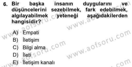 Bakım Elemanı Yetiştirme Ve Geliştirme 2 Dersi 2021 - 2022 Yılı (Final) Dönem Sonu Sınav Soruları 6. Soru