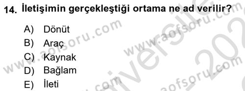 Bakım Elemanı Yetiştirme Ve Geliştirme 2 Dersi 2021 - 2022 Yılı Yaz Okulu Sınav Soruları 14. Soru