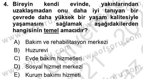 Bakım Elemanı Yetiştirme Ve Geliştirme 2 Dersi 2021 - 2022 Yılı Yaz Okulu Sınav Soruları 4. Soru