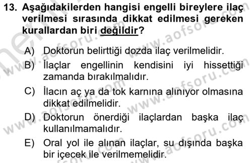 Bakım Elemanı Yetiştirme Ve Geliştirme 2 Dersi 2023 - 2024 Yılı (Vize) Ara Sınav Soruları 13. Soru