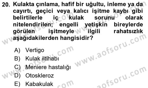 Bakım Elemanı Yetiştirme Ve Geliştirme 2 Dersi 2023 - 2024 Yılı (Vize) Ara Sınav Soruları 20. Soru