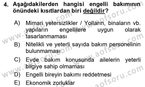 Bakım Elemanı Yetiştirme Ve Geliştirme 2 Dersi 2023 - 2024 Yılı (Vize) Ara Sınav Soruları 4. Soru
