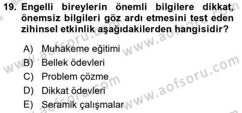 Bakım Elemanı Yetiştirme Ve Geliştirme 2 Dersi 2023 - 2024 Yılı (Final) Dönem Sonu Sınav Soruları 19. Soru