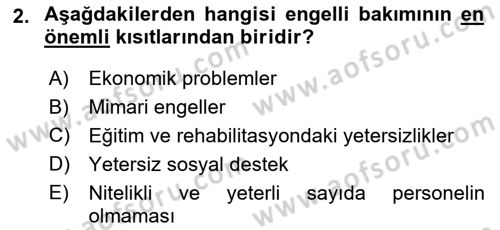 Bakım Elemanı Yetiştirme Ve Geliştirme 2 Dersi 2023 - 2024 Yılı (Final) Dönem Sonu Sınav Soruları 2. Soru