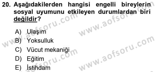 Bakım Elemanı Yetiştirme Ve Geliştirme 2 Dersi 2023 - 2024 Yılı (Final) Dönem Sonu Sınav Soruları 20. Soru