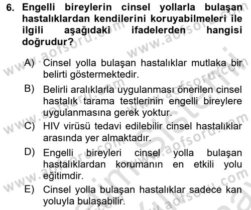 Bakım Elemanı Yetiştirme Ve Geliştirme 2 Dersi 2023 - 2024 Yılı (Final) Dönem Sonu Sınav Soruları 6. Soru