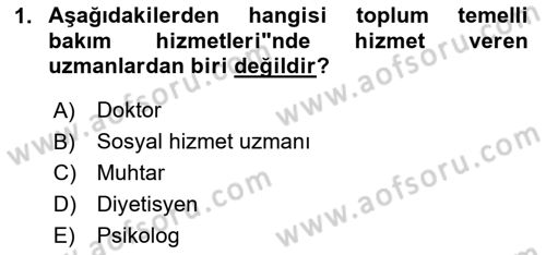 Bakım Elemanı Yetiştirme Ve Geliştirme 2 Dersi 2023 - 2024 Yılı Yaz Okulu Sınav Soruları 1. Soru