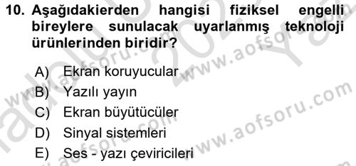 Bakım Elemanı Yetiştirme Ve Geliştirme 2 Dersi 2023 - 2024 Yılı Yaz Okulu Sınav Soruları 10. Soru