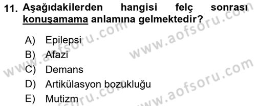 Bakım Elemanı Yetiştirme Ve Geliştirme 2 Dersi 2023 - 2024 Yılı Yaz Okulu Sınav Soruları 11. Soru