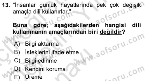 Bakım Elemanı Yetiştirme Ve Geliştirme 2 Dersi 2023 - 2024 Yılı Yaz Okulu Sınav Soruları 13. Soru