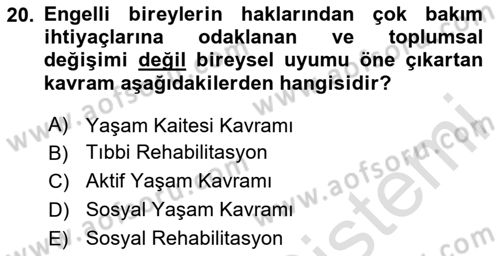 Bakım Elemanı Yetiştirme Ve Geliştirme 2 Dersi 2023 - 2024 Yılı Yaz Okulu Sınav Soruları 20. Soru