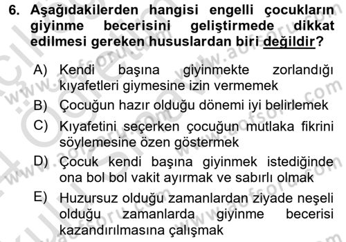 Bakım Elemanı Yetiştirme Ve Geliştirme 2 Dersi 2023 - 2024 Yılı Yaz Okulu Sınav Soruları 6. Soru