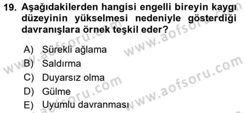 Bakım Elemanı Yetiştirme Ve Geliştirme 2 Dersi 2024 - 2025 Yılı (Vize) Ara Sınav Soruları 19. Soru
