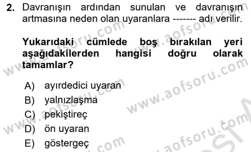 Bakım Elemanı Yetiştirme Ve Geliştirme 2 Dersi 2024 - 2025 Yılı (Vize) Ara Sınav Soruları 2. Soru