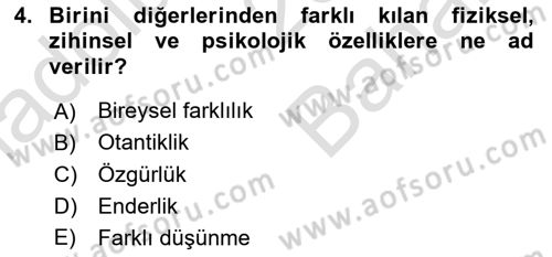 Bakım Elemanı Yetiştirme Ve Geliştirme 2 Dersi 2024 - 2025 Yılı (Vize) Ara Sınav Soruları 4. Soru