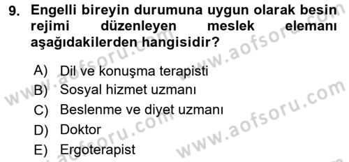 Bakım Elemanı Yetiştirme Ve Geliştirme 2 Dersi 2024 - 2025 Yılı (Vize) Ara Sınav Soruları 9. Soru